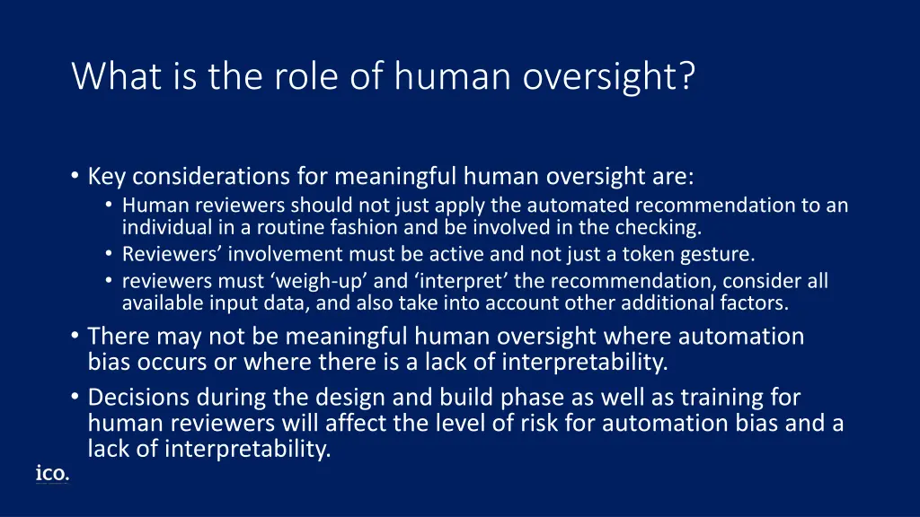 what is the role of human oversight