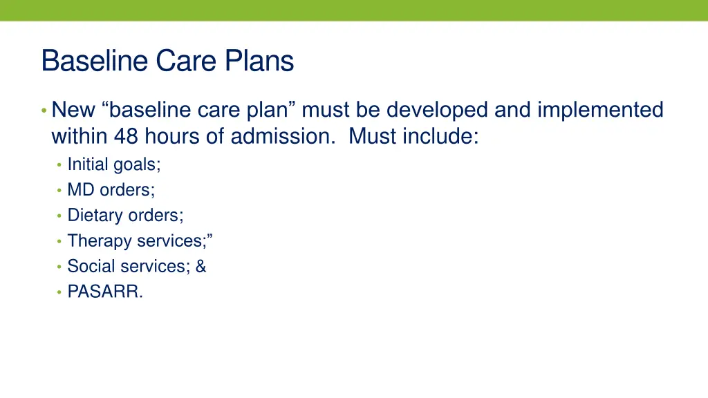 baseline care plans