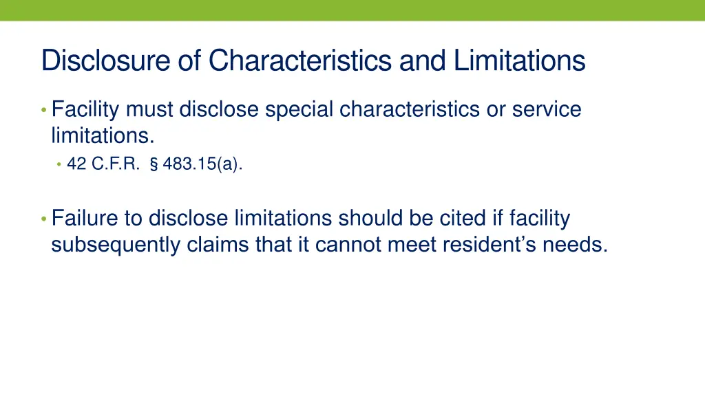 disclosure of characteristics and limitations