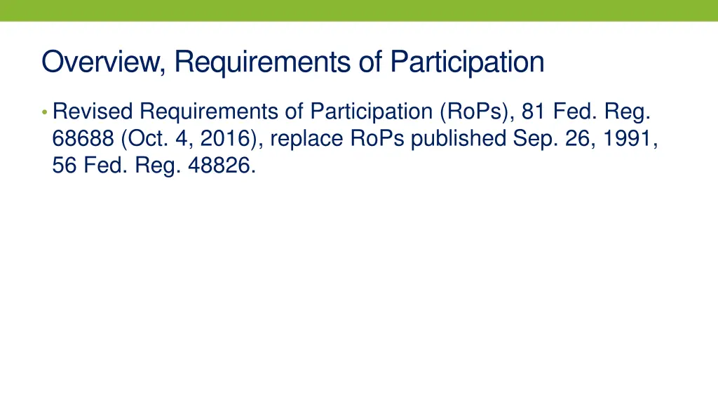 overview requirements of participation