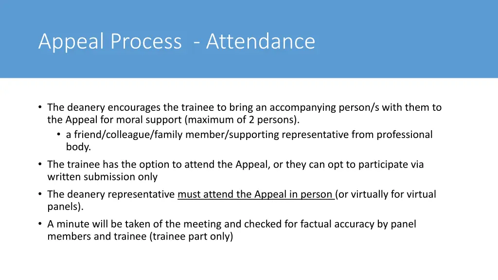 appeal process attendance