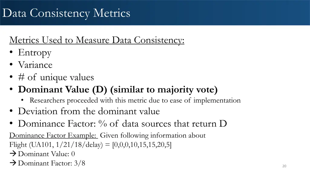 data consistency metrics