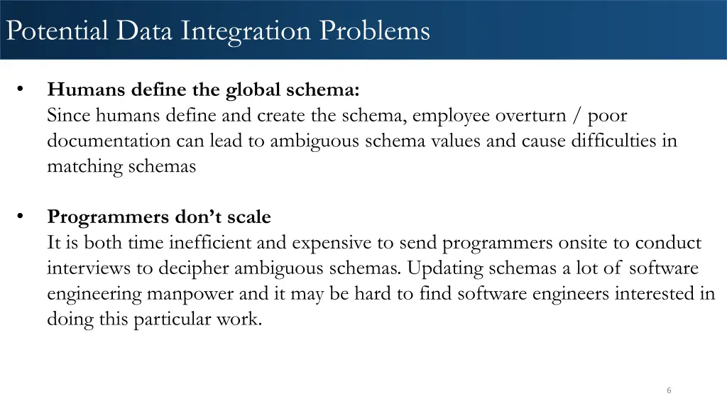 potential data integration problems