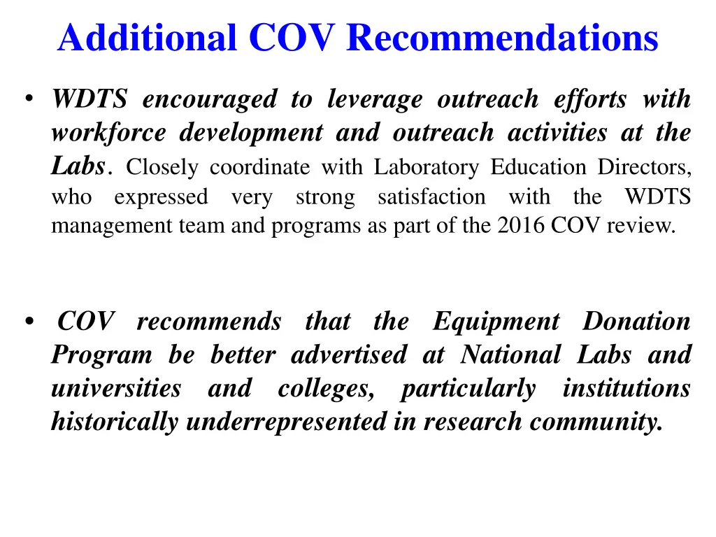 additional cov recommendations 1