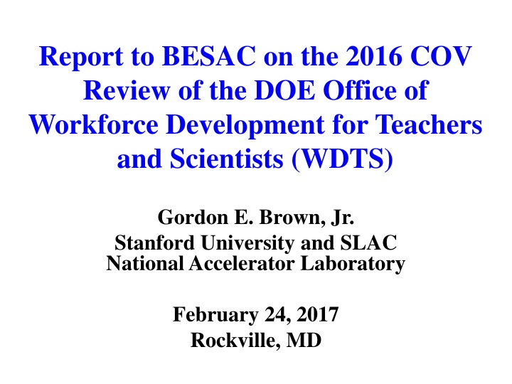 report to besac on the 2016 cov review