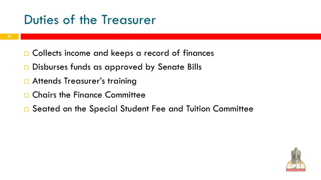 duties of the treasurer