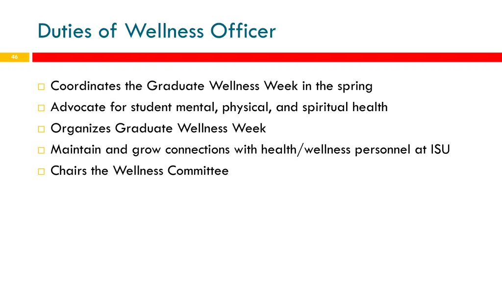 duties of wellness officer