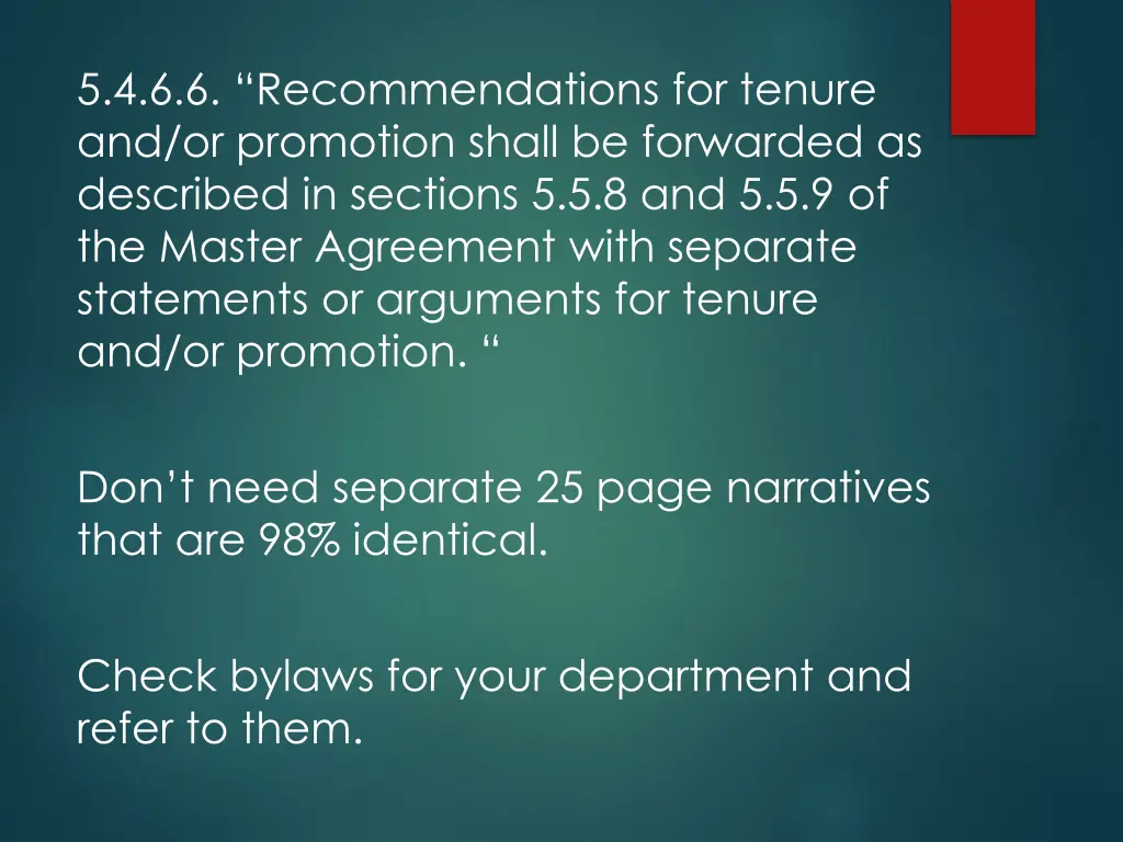 5 4 6 6 recommendations for tenure