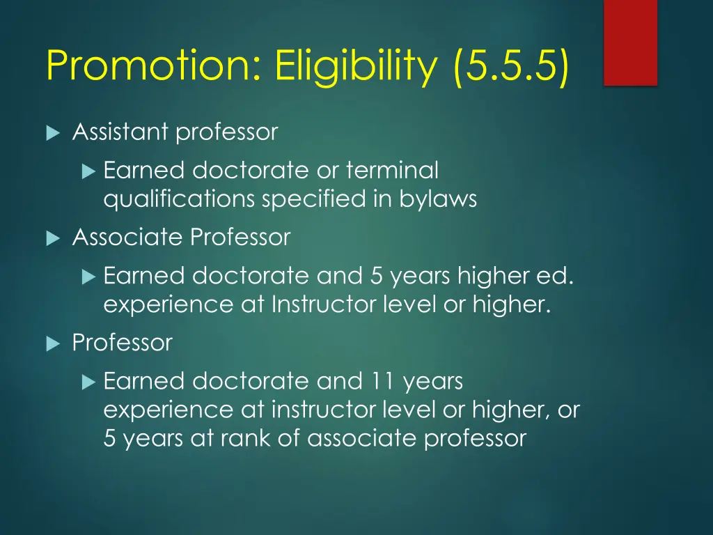 promotion eligibility 5 5 5