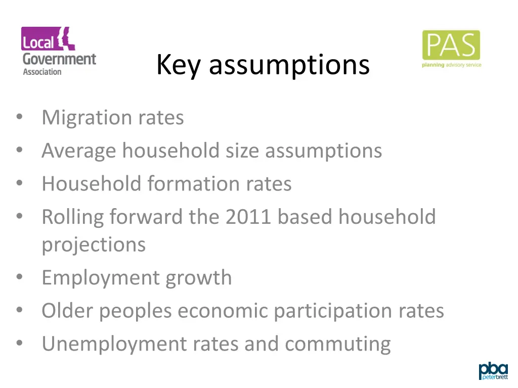 key assumptions