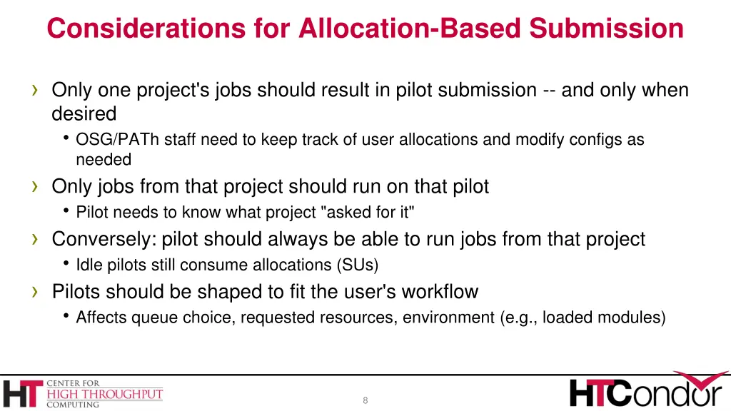 considerations for allocation based submission