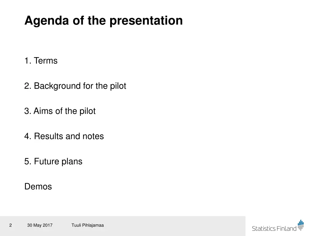 agenda of the presentation