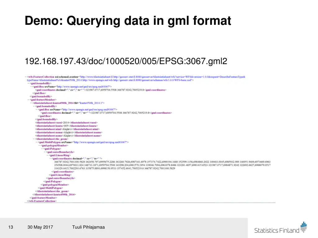 demo querying data in gml format