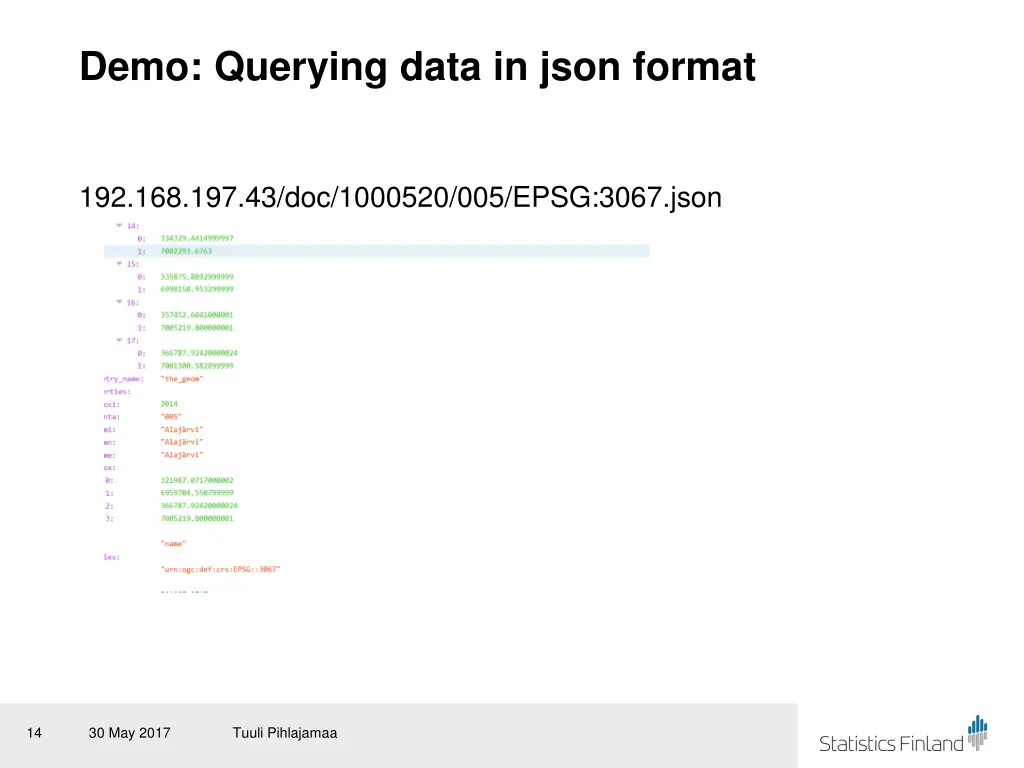 demo querying data in json format