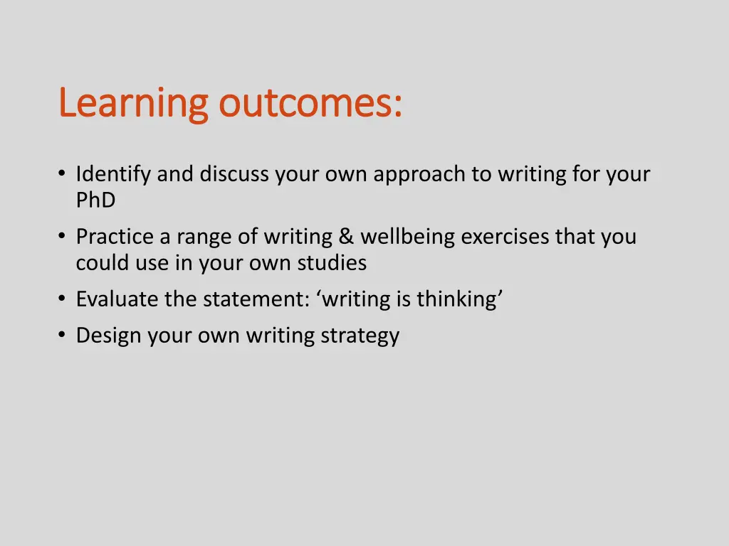 learning outcomes learning outcomes