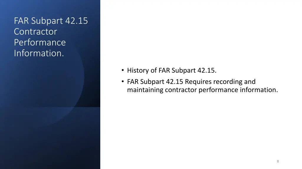 far subpart 42 15 contractor performance