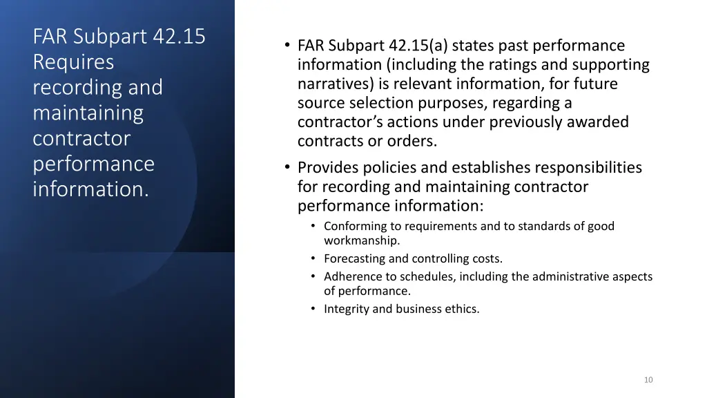 far subpart 42 15 requires recording