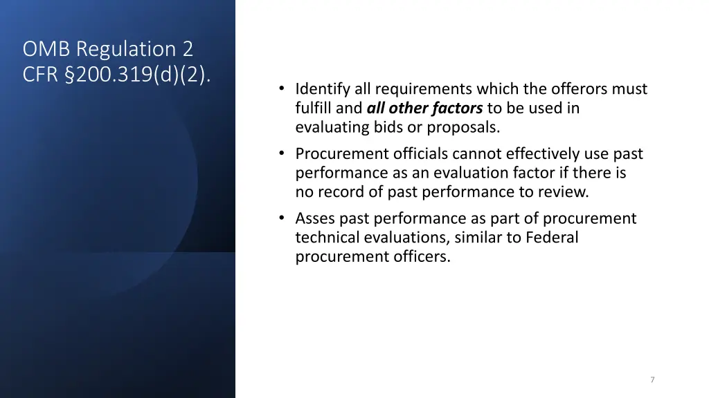 omb regulation 2 cfr 200 319 d 2