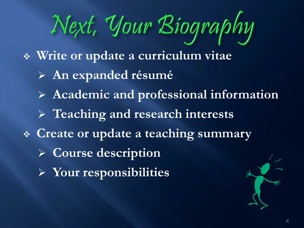 write or update a curriculum vitae an expanded