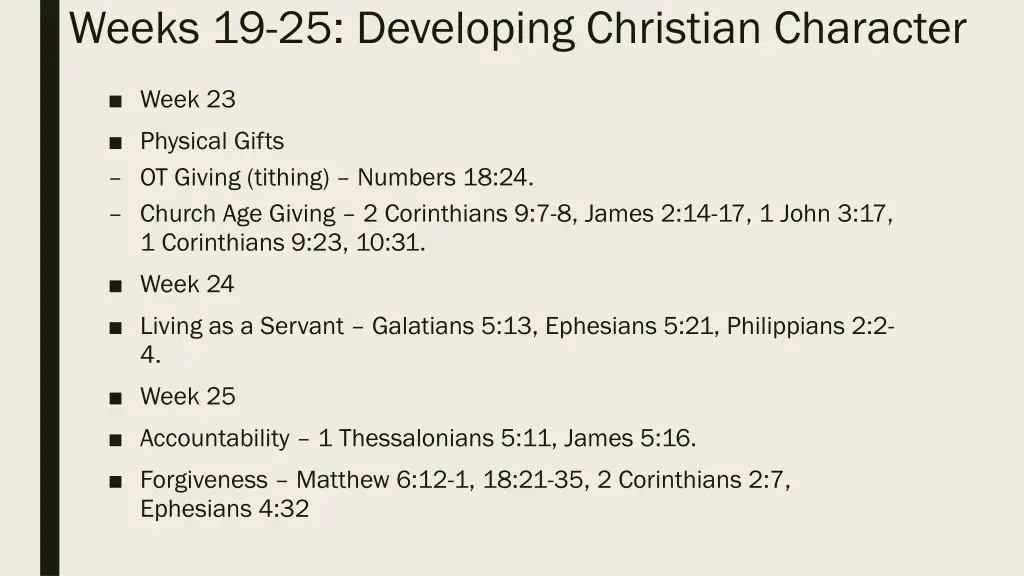 weeks 19 25 developing christian character 1