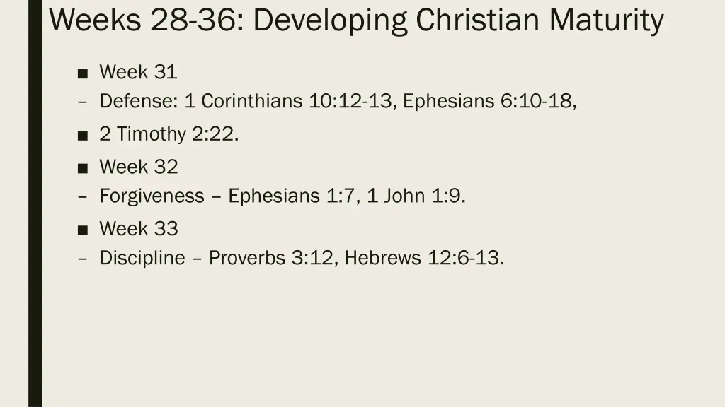 weeks 28 36 developing christian maturity 1