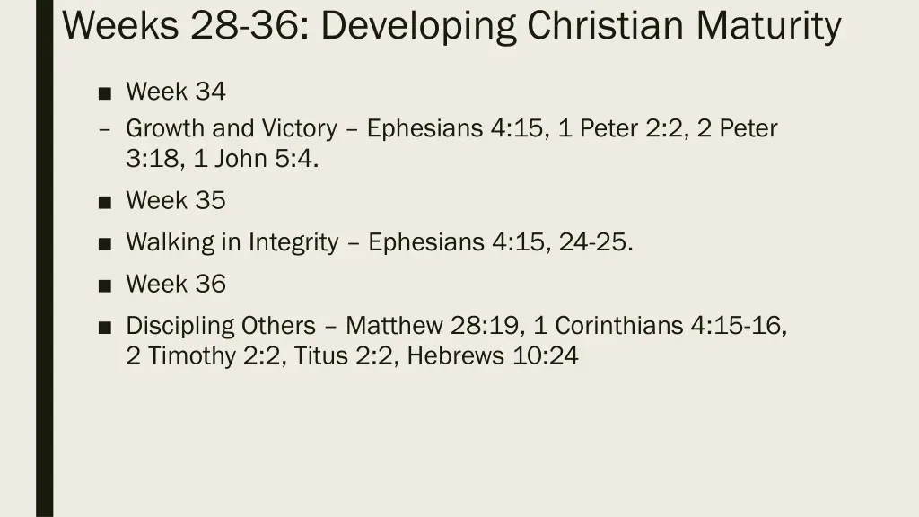 weeks 28 36 developing christian maturity 2