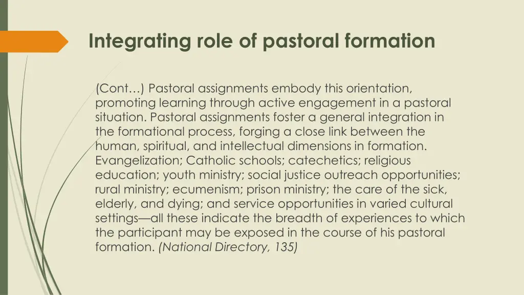 integrating role of pastoral formation 1