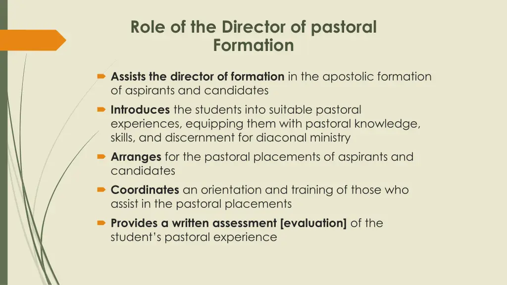 role of the director of pastoral formation