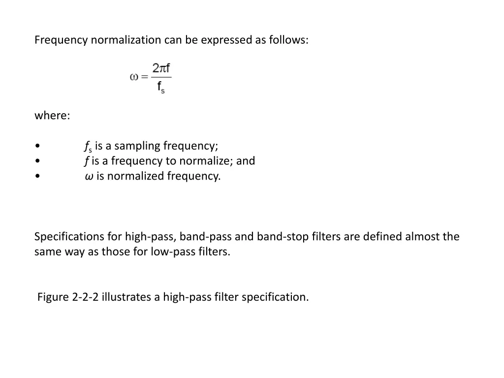 frequency normalization can be expressed