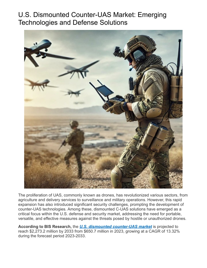 u s dismounted counter uas market emerging