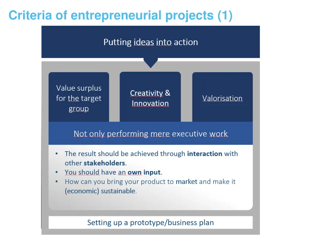 criteria of entrepreneurial projects 1