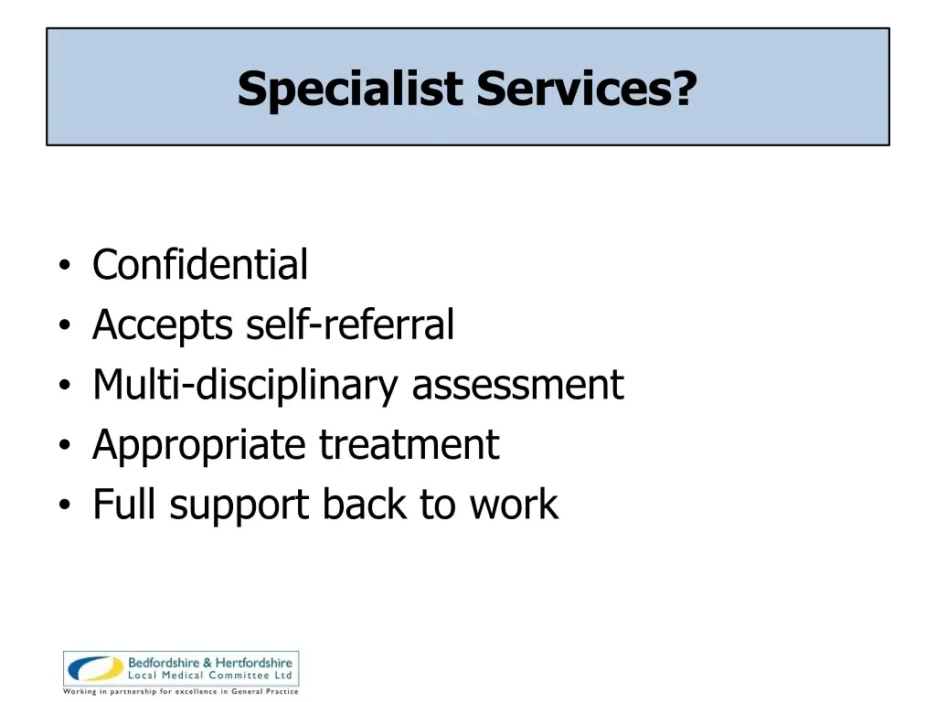 specialist services