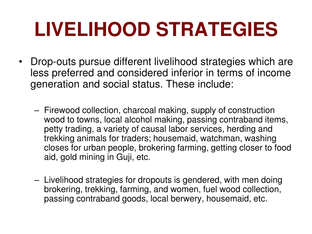 livelihood strategies