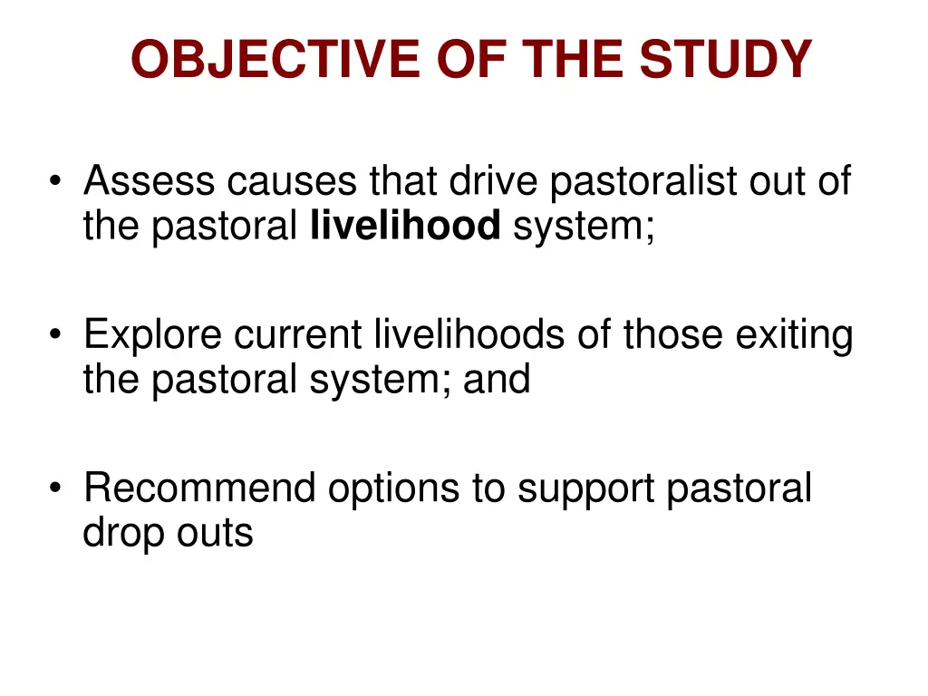 objective of the study