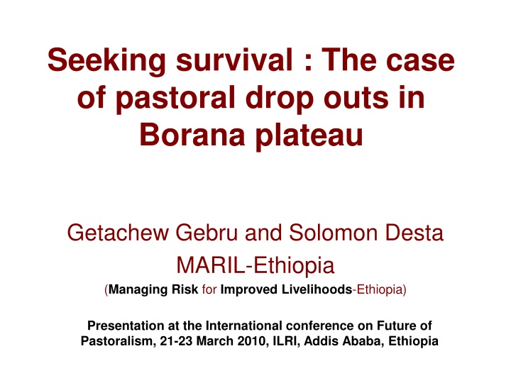 seeking survival the case of pastoral drop outs