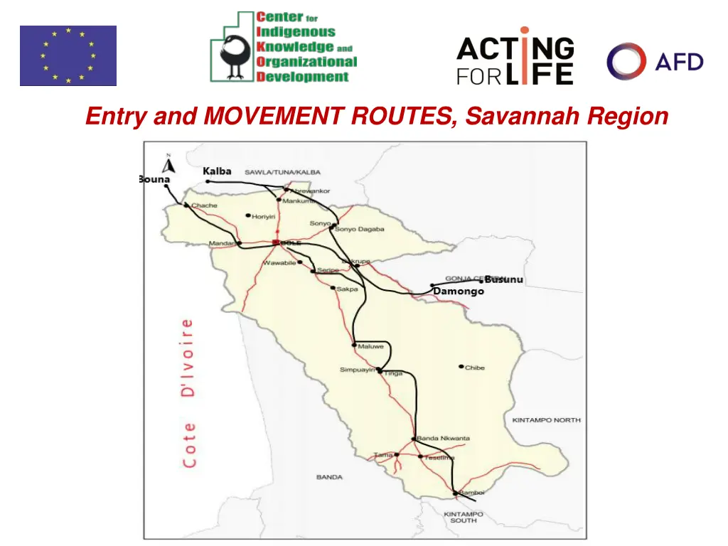 entry and movement routes savannah region