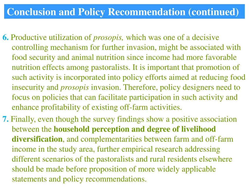 conclusion and policy recommendation continued 1