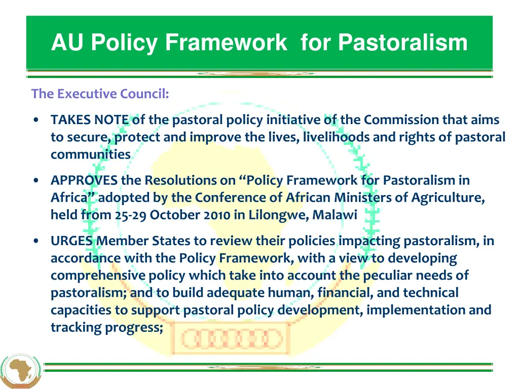 au policy framework for pastoralism 8