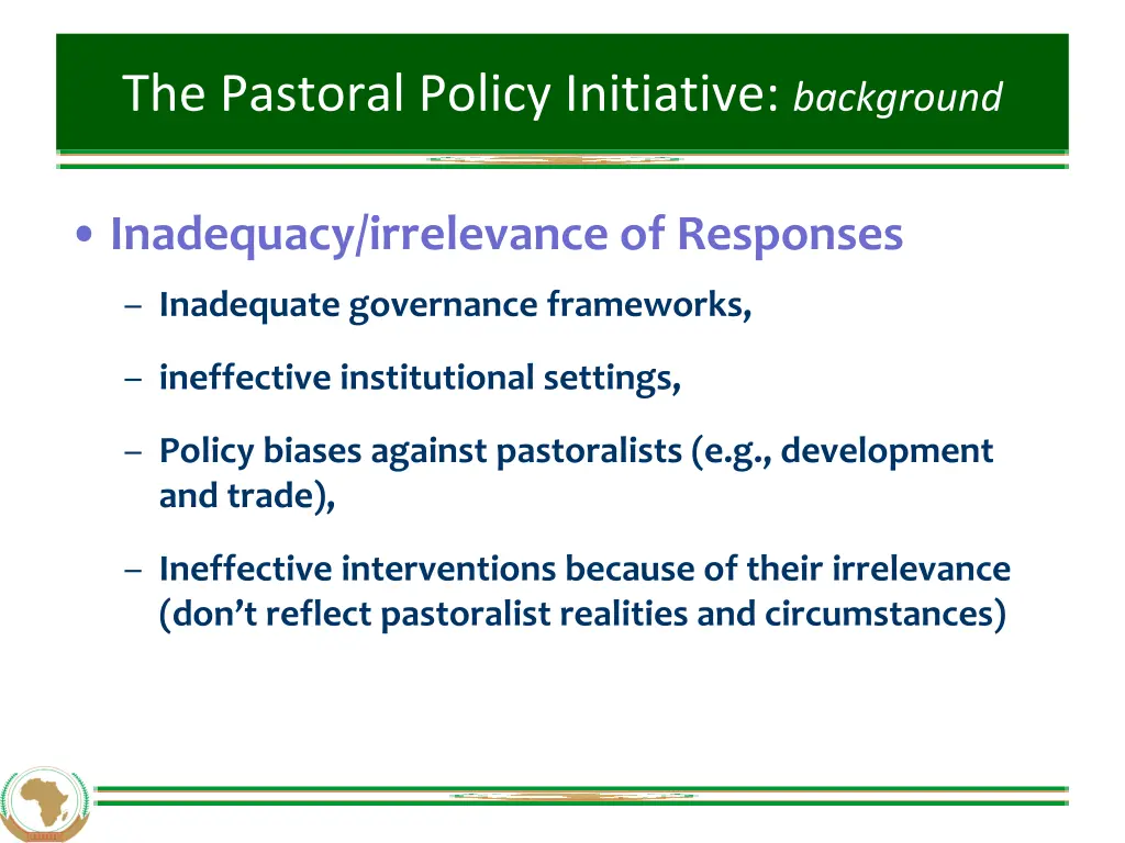 the pastoral policy initiative background 1