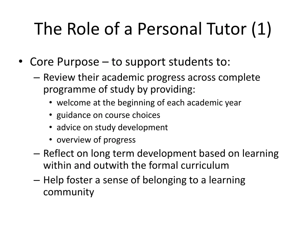 the role of a personal tutor 1