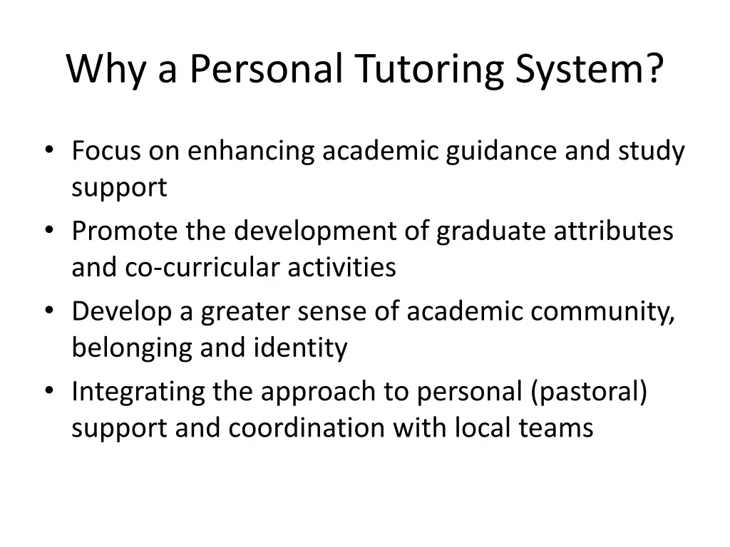 why a personal tutoring system