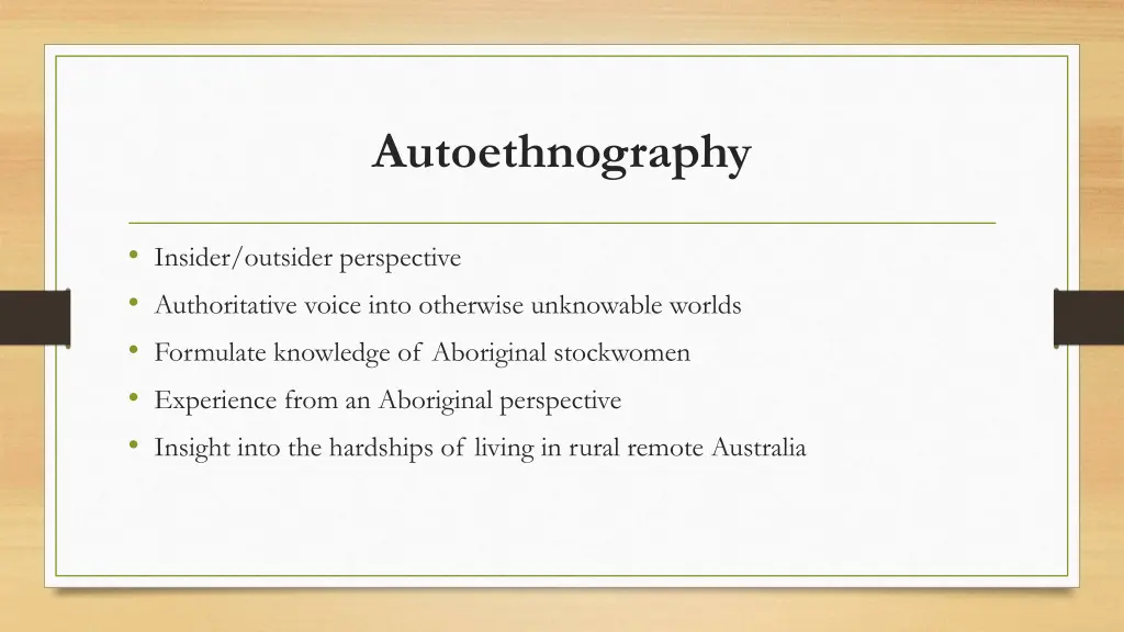 autoethnography