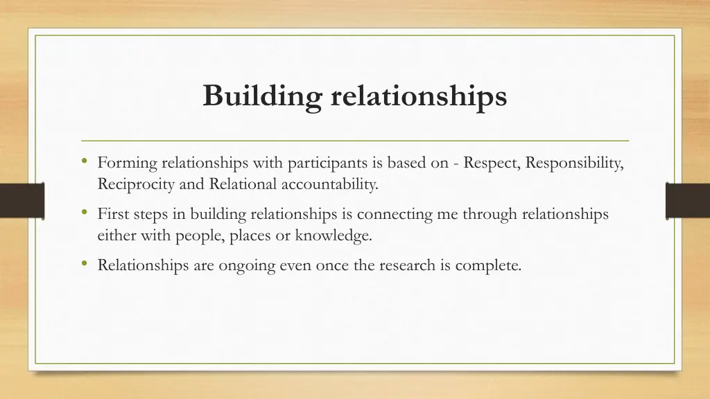 building relationships