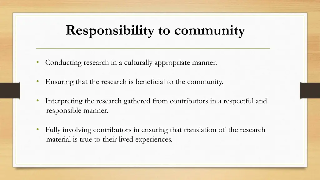 responsibility to community