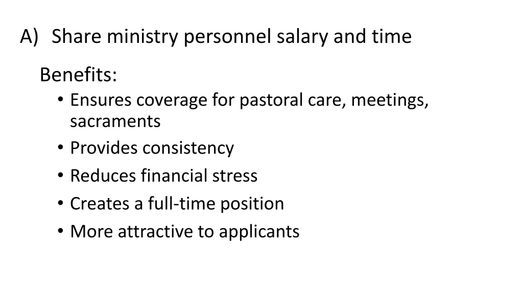 a share ministry personnel salary and time