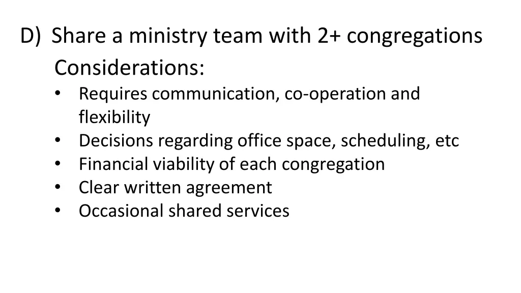 d share a ministry team with 2 congregations 2