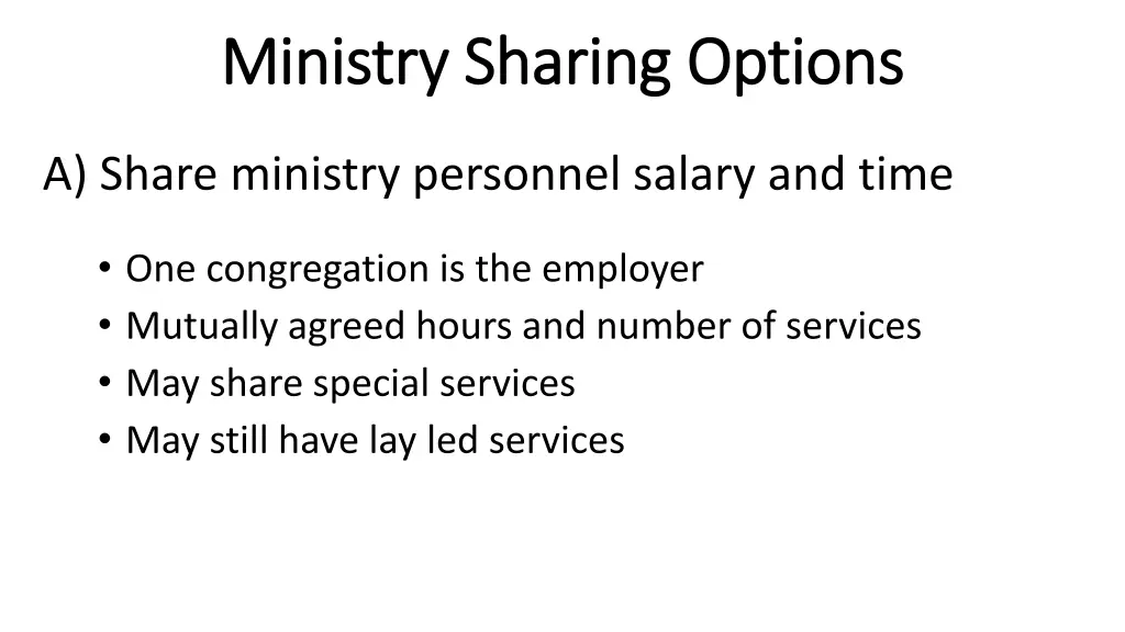 ministry sharing options ministry sharing options