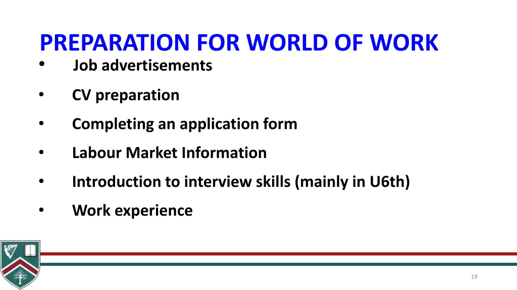 preparation for world of work job advertisements