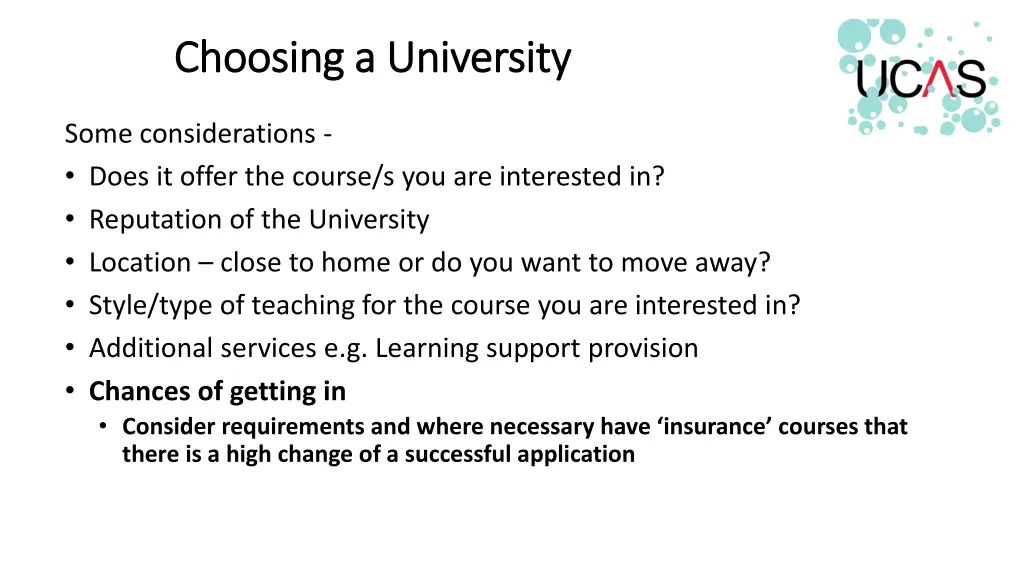 choosing a university choosing a university