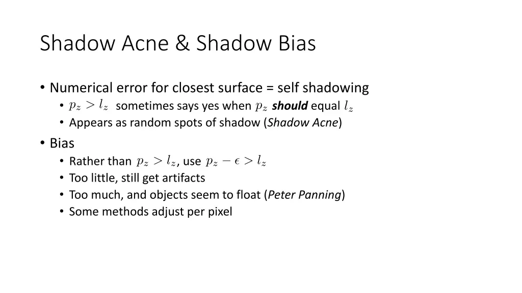 shadow acne shadow bias